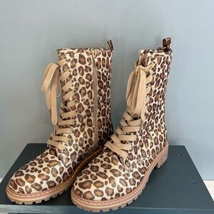 Leopard Print Combat Boots